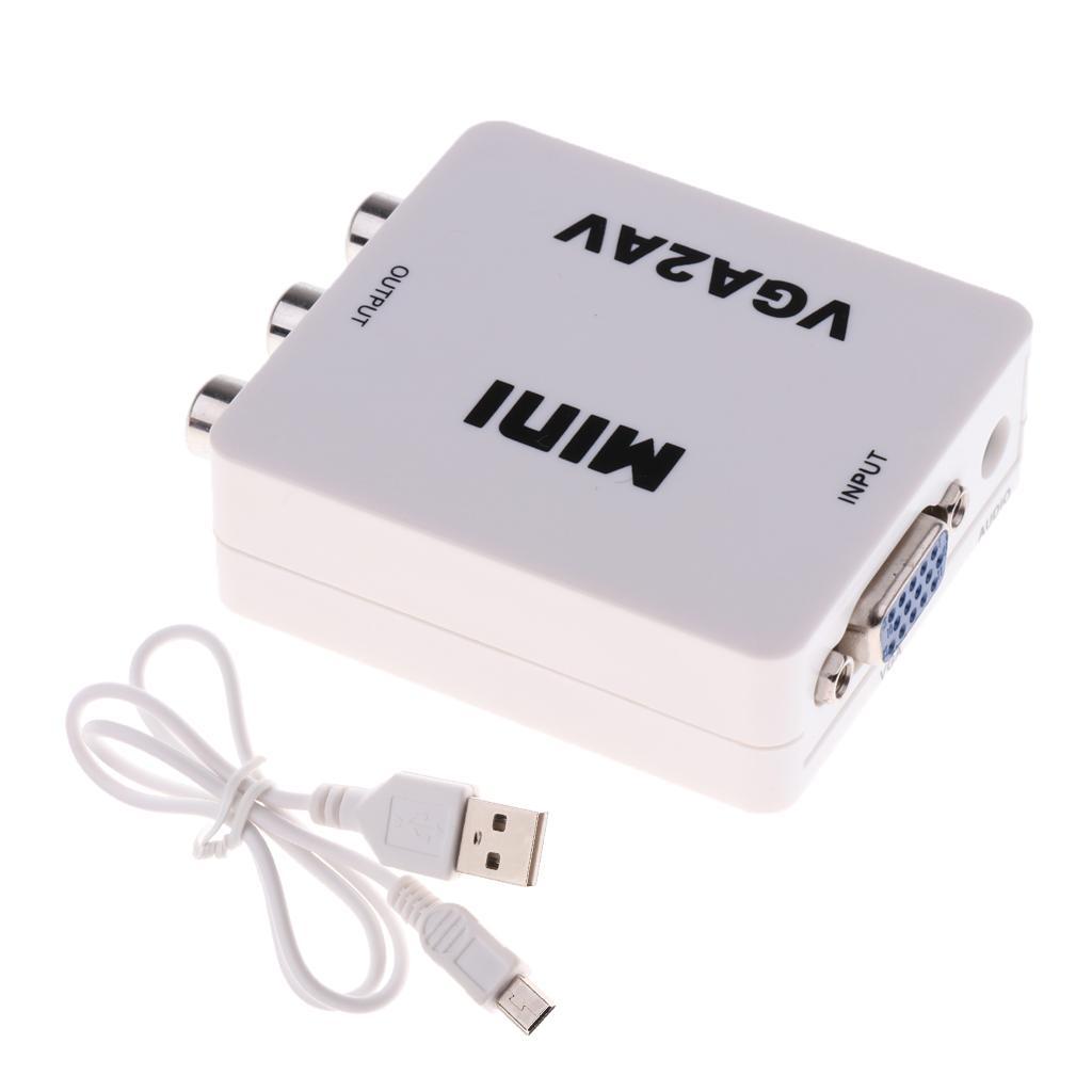 VGA to RCA AV Converter VGA2AV Audio Adapter Support 1080P NTSC PAL for PC