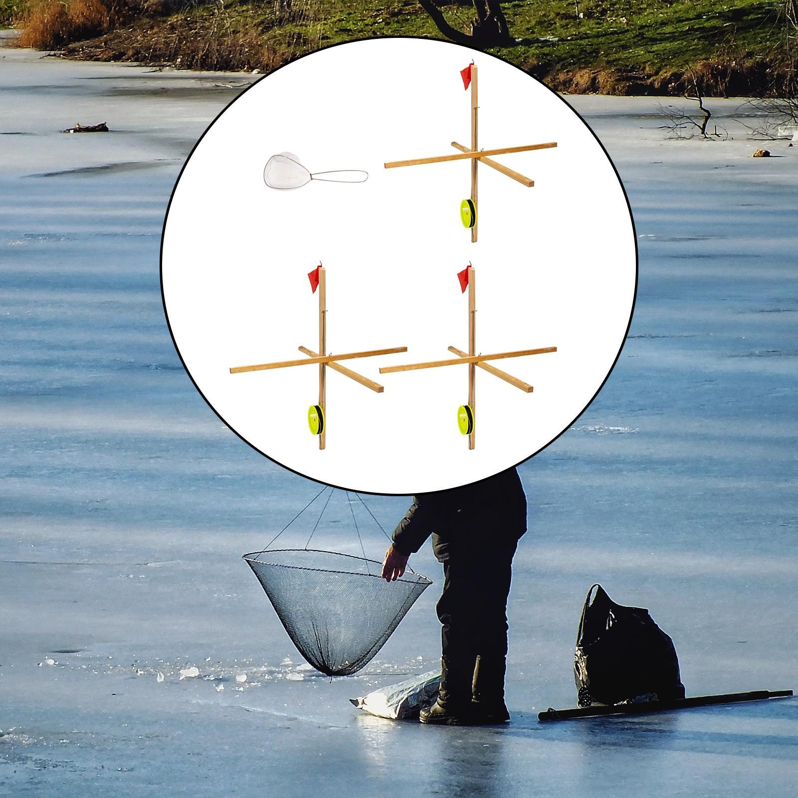 Ice Fishing Tip up Fishing Rod  Collapsible with  and Spoon Net Automatic Fishing Device Portable Fishing Tools Accessories