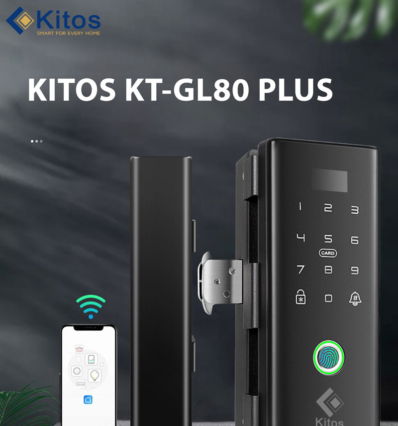 Khóa cửa thông minh Kitos KT-GL80 Plus cho cửa kính cường lực