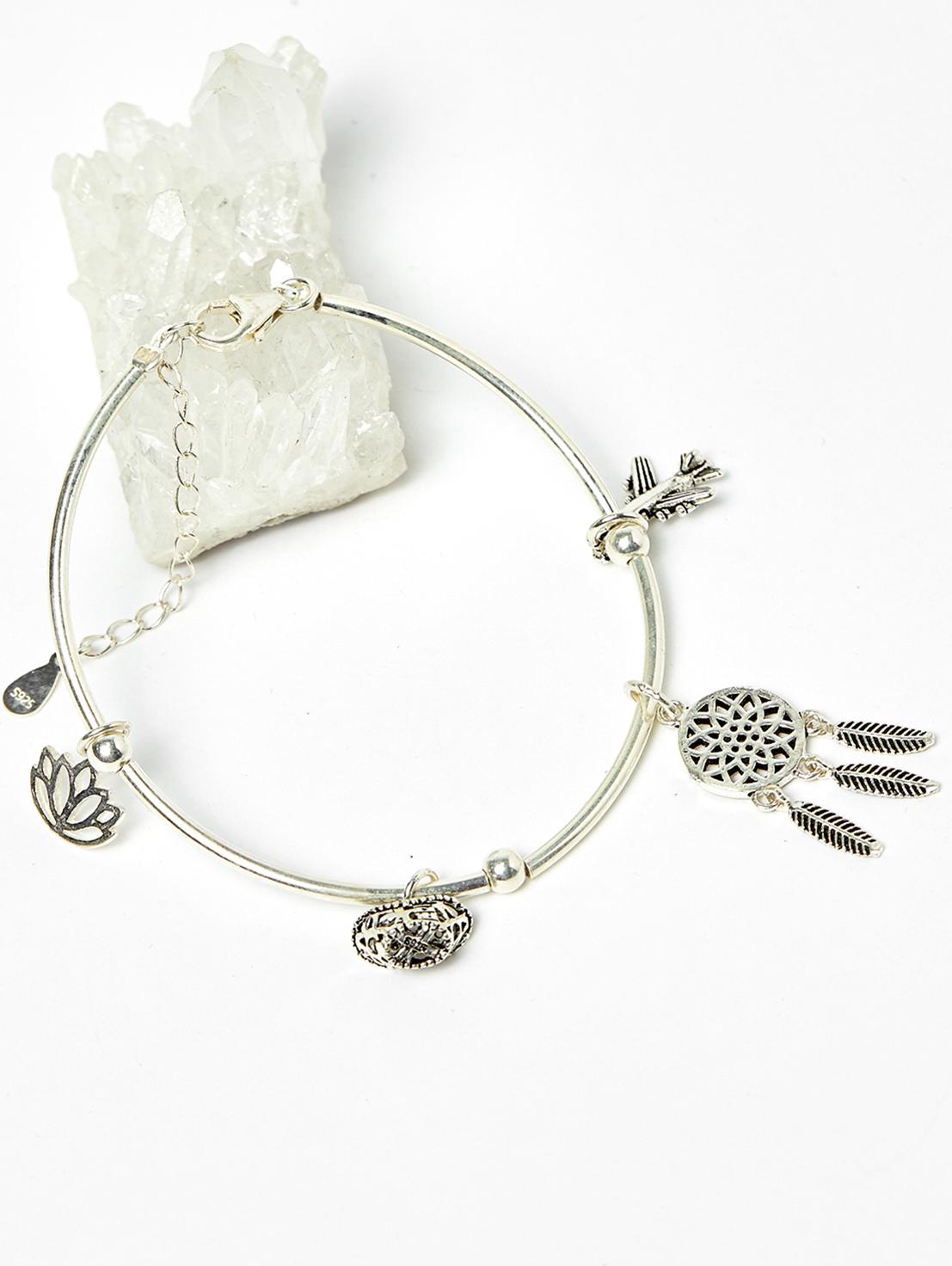 Lắc bạc charm hoa sen - Ngọc Quý Gemstones