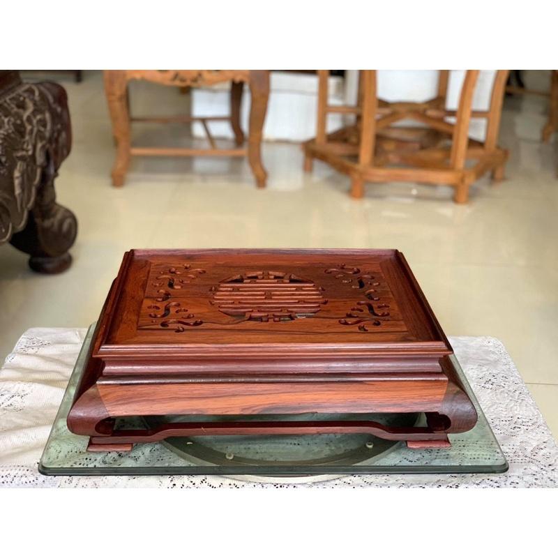 Khay trà chân cuốn gỗ cẩm hàng đẹp