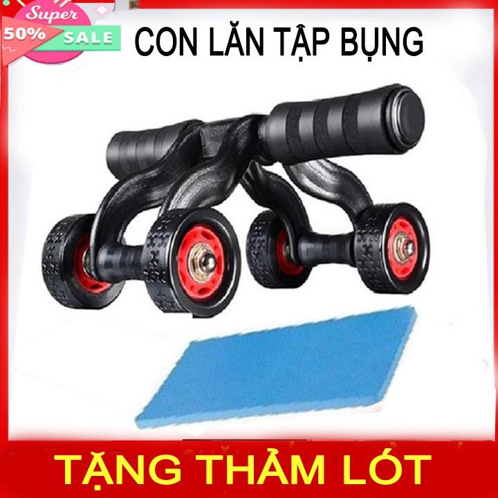 Con lăn tập bụng gym 4 bánh tặng miếng thảm con lăn tập cơ bụng dùng cho cả vđv chuyên nghiệp