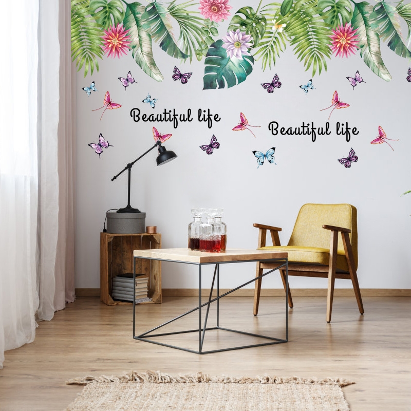 Decal dán tường Giàn lá nhiệt đới trang trí phòng khách,phòng ngủ đẹp