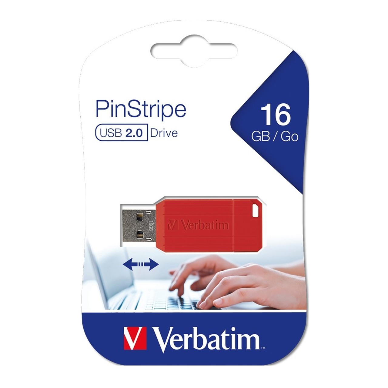 USB VERBATIM STORE'N'GO PINSTRIPE USB DRIVE 16GB  2.0 - Hàng chính hãng (Màu đỏ)