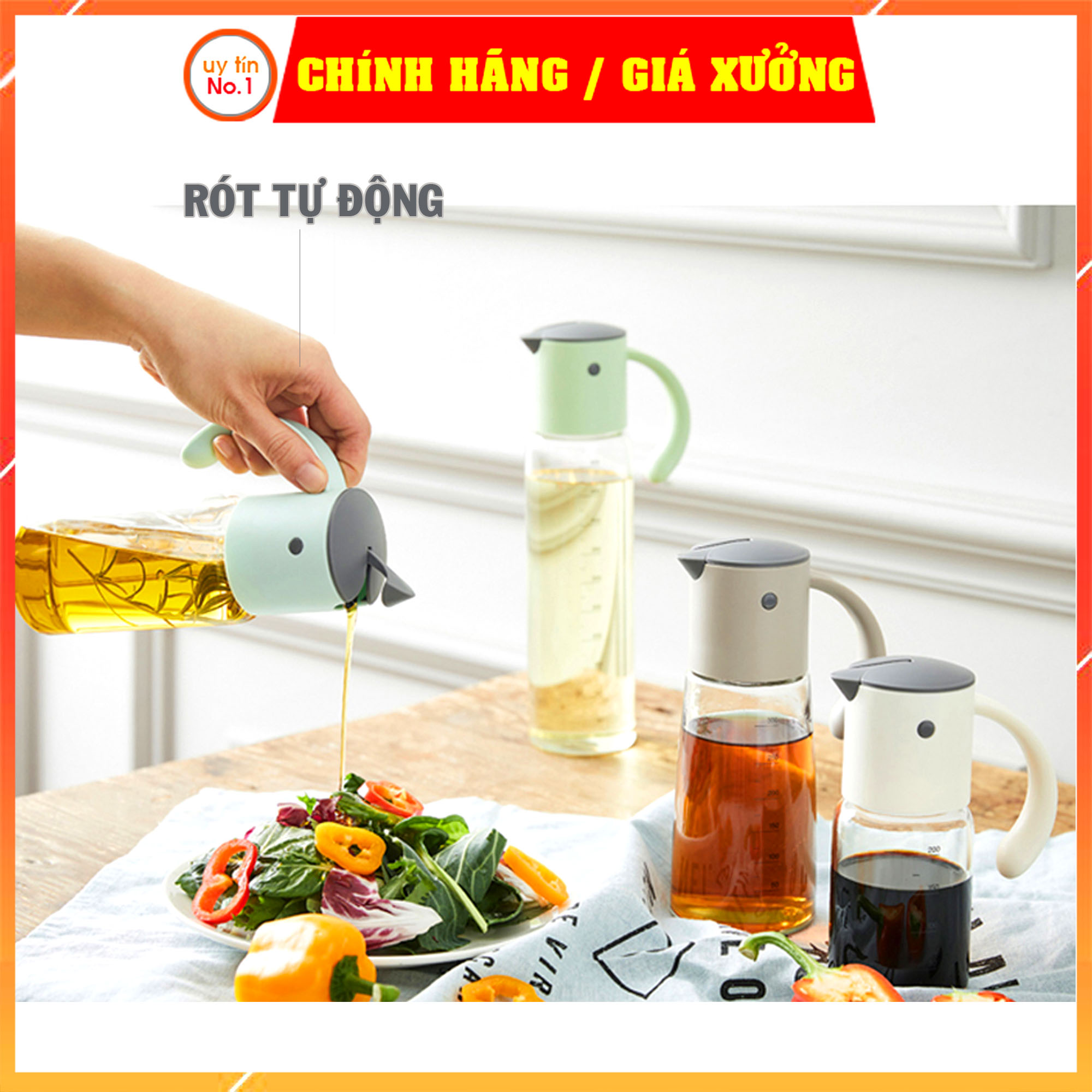 Bình rót dầu Bird Oil Bottle LLG706 300ML nắp tự động đóng mở, có chia vạch