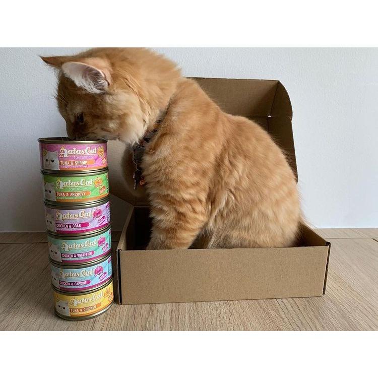 Pate Cho Mèo Aatas Cat - 1 Thùng 24 lon 80g Nguyên Chất Từ Cá Ngừ Mix Với 12 Vị Thơm Ngon - Không Chất Bảo Quản