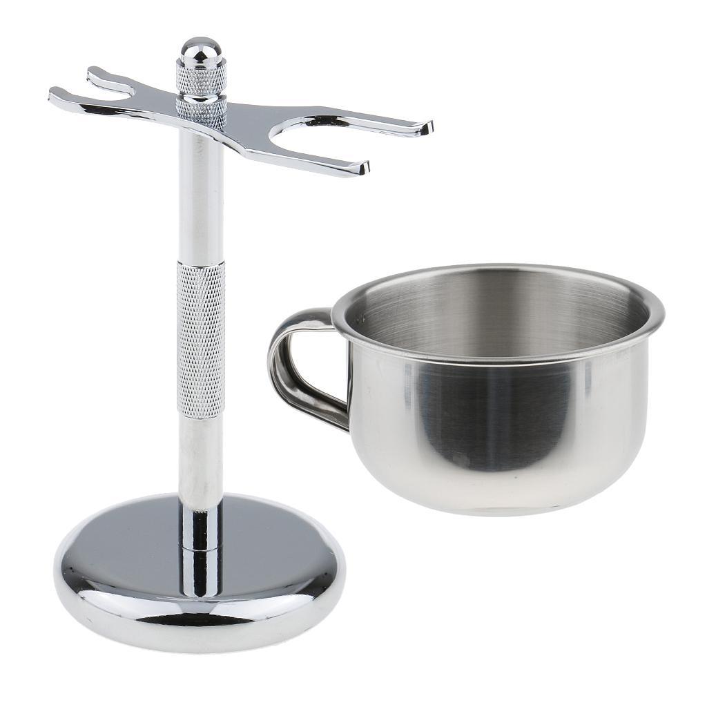 Stainless Steel Men's Beard Shaving Stand Holder Shave Soap Bowl Mug Cup Set