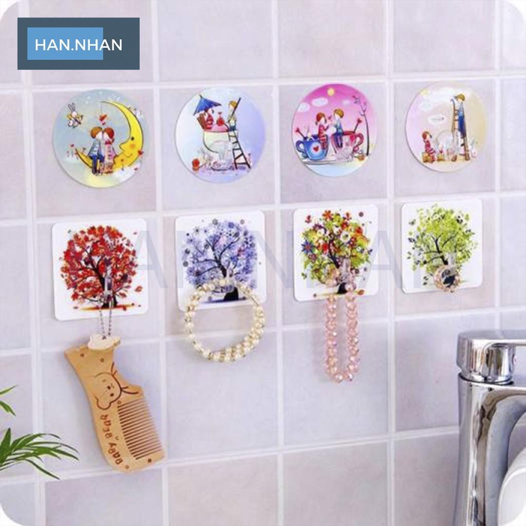 Móc treo đồ dán tường họa tiết tiện dụng cho nhà tắm & nhà bếp