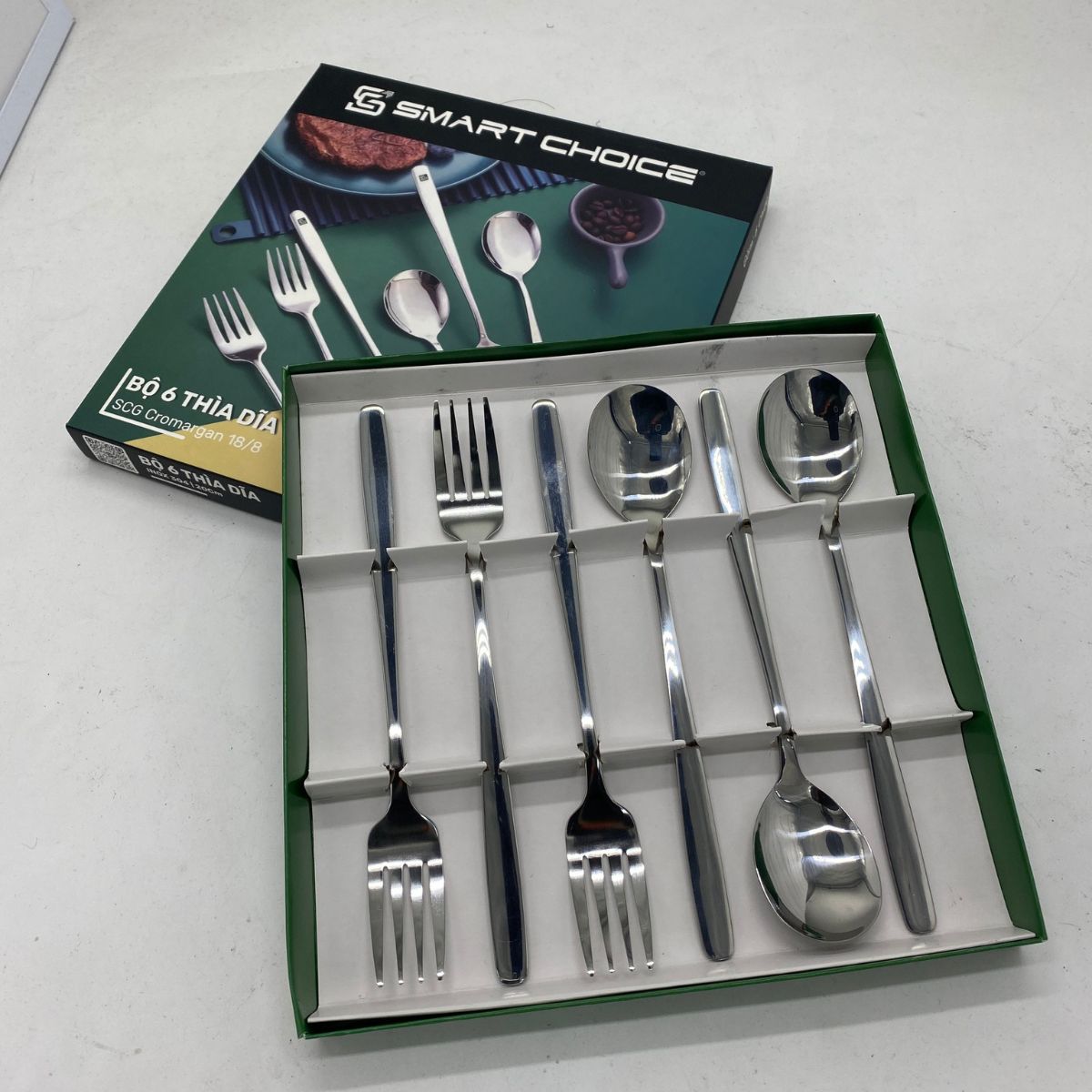 Muỗng Inox, Bộ Thìa Dĩa/Nĩa Inox 304 Cao Cấp SMARTCHOICE - Hàng Loại 1 Siêu Dày Dặn, Bền Đẹp, Muỗng Inox Ăn Cơm Cán Dài Sang Trọng