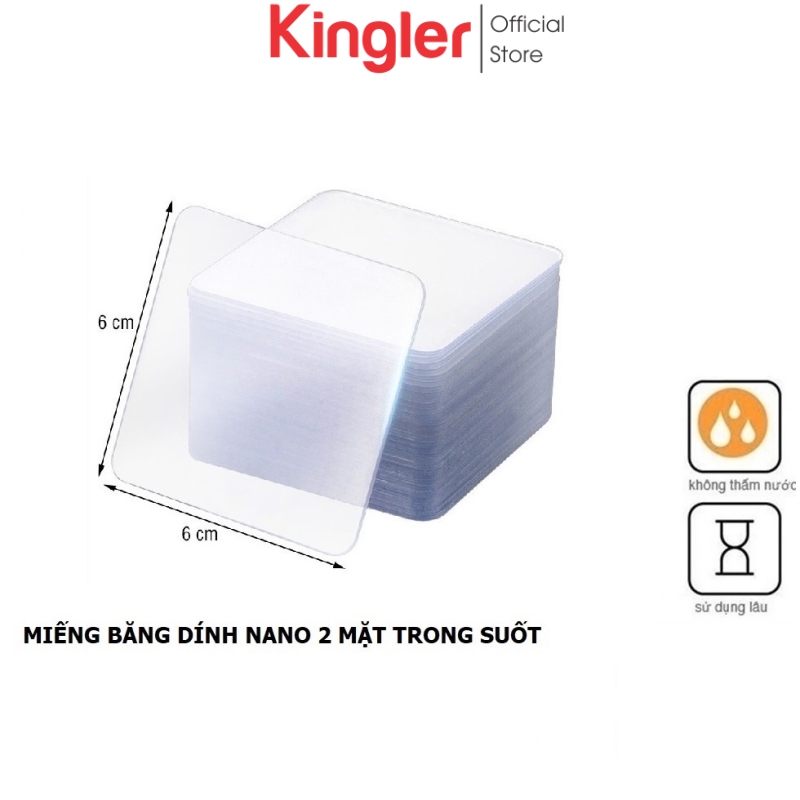 Miếng Dán 3M Siêu Dính, Băng Keo 2 Mặt Dán Tường Tiện Lợi, Trong Suốt, Đa Năng, Loại Vuông 6x6cm. Kingler 6000