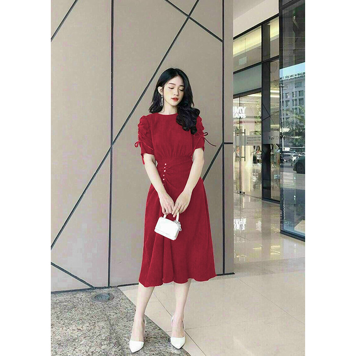 Đầm Ôm Đính Hạt Tay Cột Nơ Duyên Dáng