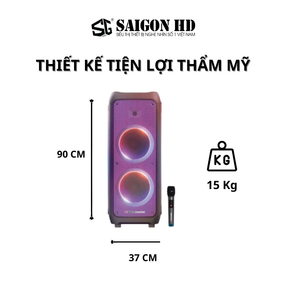 Loa Karaoke Bluetooth BOSTON ACOUSTICS Party Box BA-1002PB | Tích hợp Micro không dây | Tăng/giảm âm Bass ,Treble | Hàng Chính Hãng