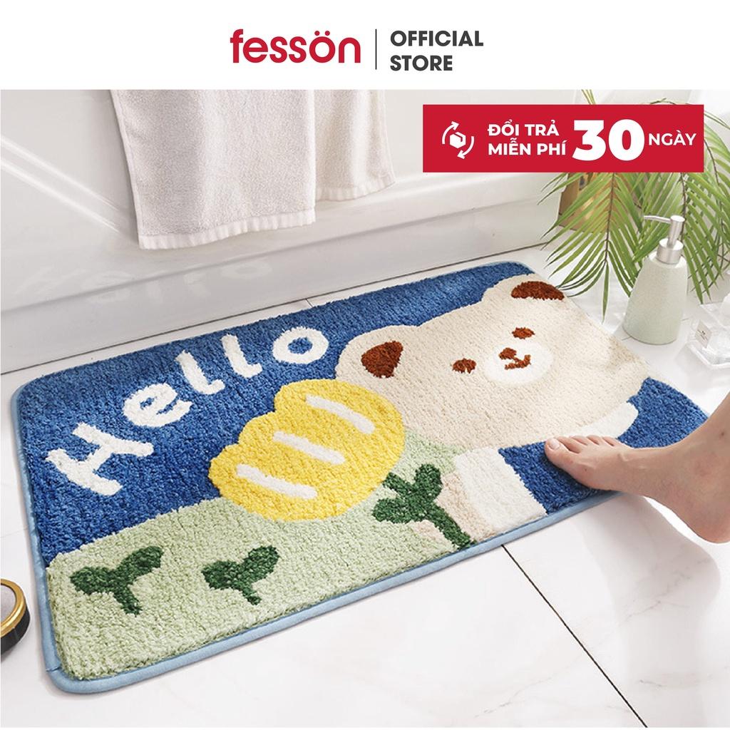 Thảm lau chân thấm nước 3D fesson, Thảm chùi chân chống trượt hoạ tiết lá cao cấp 45x65cm (chọn mẫu