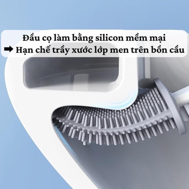 Cọ tolet silicon dễ dàng sử dụng có móc dán tường