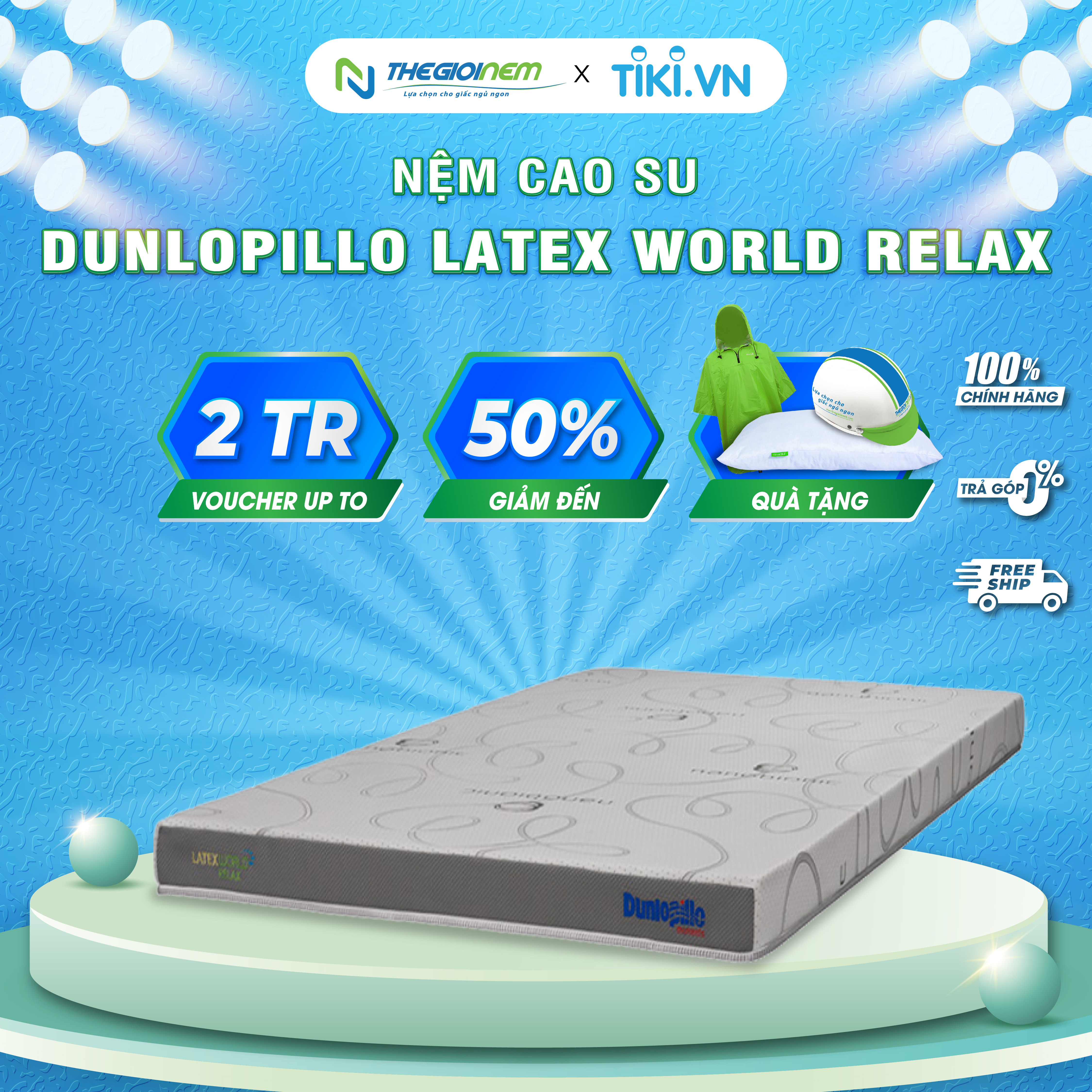 Nệm Cao Su Thiên Nhiên Dunlopillo Latex World Relax - 10cm