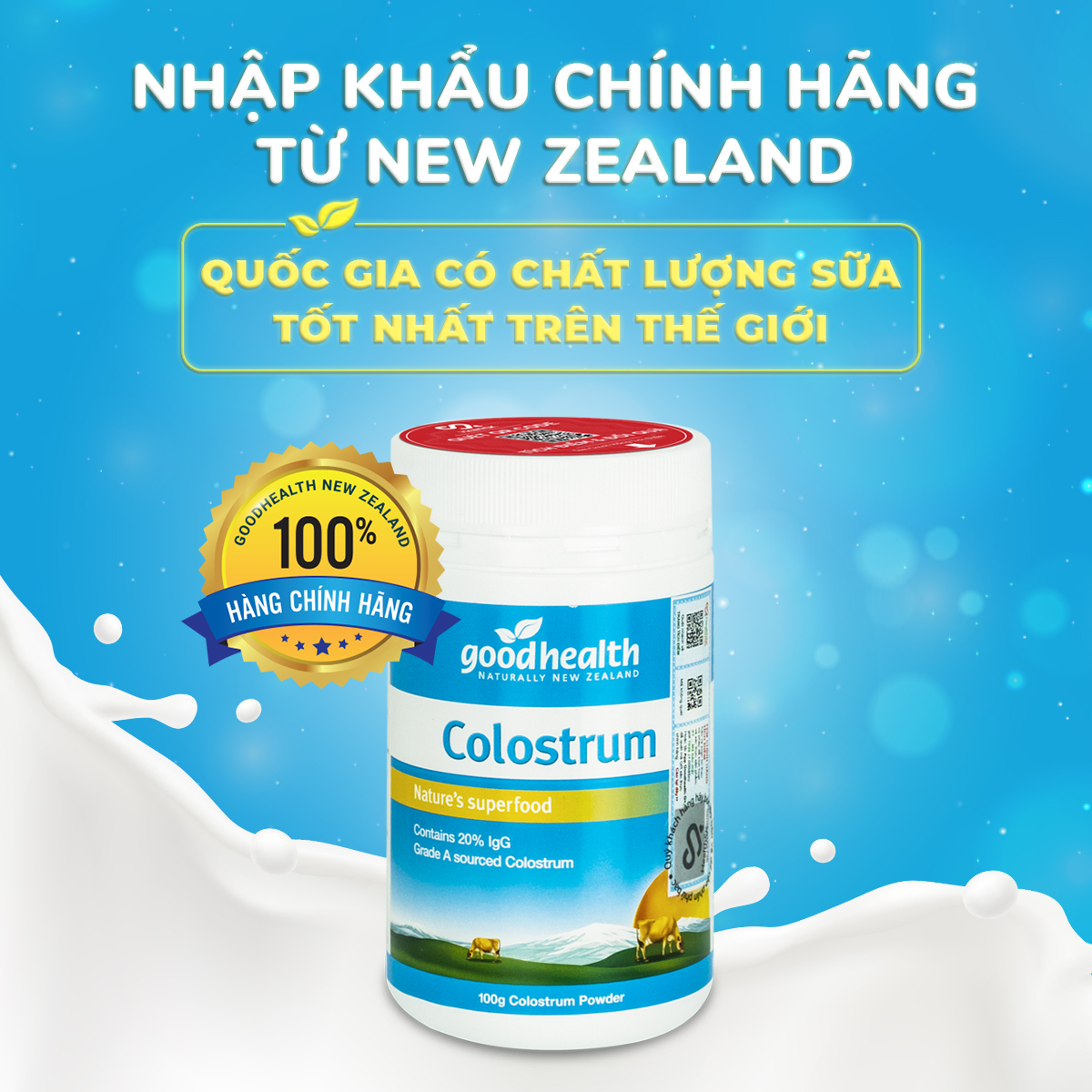 Combo 2 hộp Sữa non Goodhealth Colostrum 100g-Tăng cường sức đề kháng-Hàng nhập khẩu chính hãng tại New Zealand
