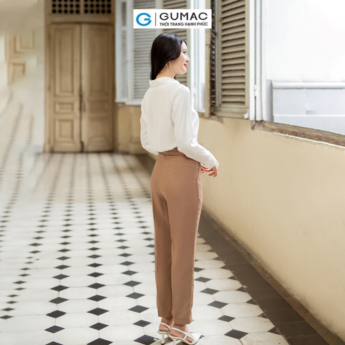 Quần tây nữ ống đứng phối 2 nút công sở tôn dáng thanh lịch thời trang GUMAC QD07051