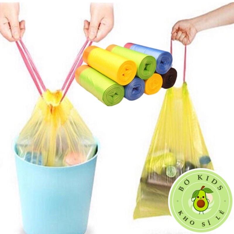 Set 5 cuộn túi nilon đựng rác tự phân hủy tiện dụng kích thước 45cm x 50cm có dây rút