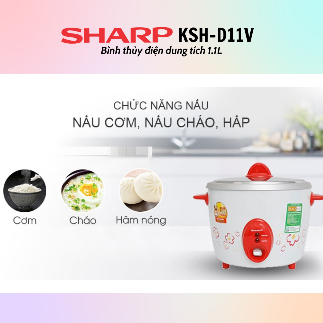 Nồi Cơm Điện Nắp Rời Sharp KSH-D11V (1.1L) - Hàng Chính Hãng -  Màu Ngẫu Nhiên