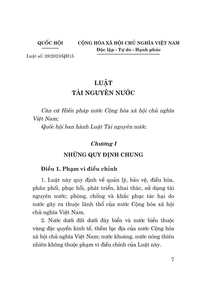 Luật tài nguyên nước ( bản in 2024)