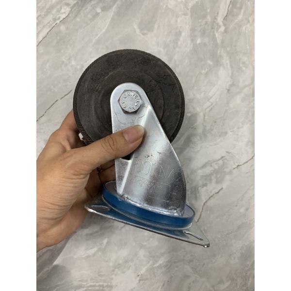 Bánh xe đẩy công nghiệp cao su đen đặc siêu bền phi 100