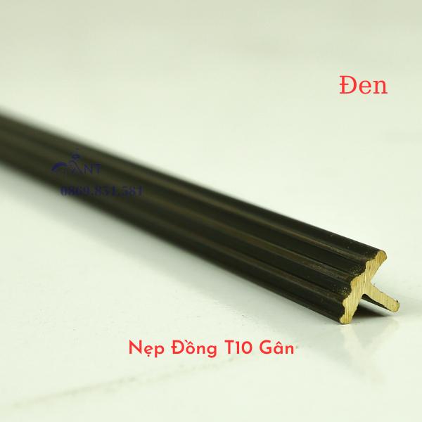 Nẹp Đồng T10 gân giả cổ Đen, Nẹp đồng chữ T, Nẹp đồng chống trơn, giá 1m
