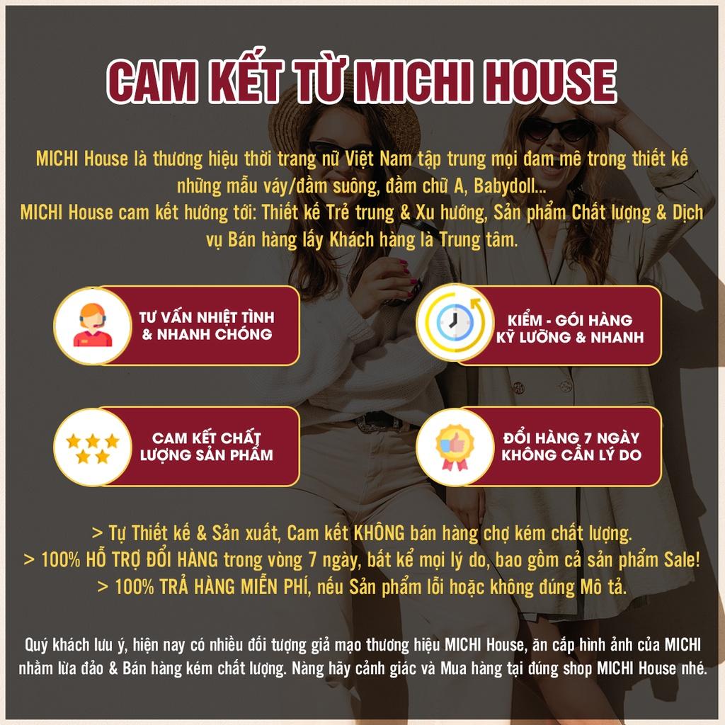 Đầm Bầu Công Sở Dáng Suông Cổ Vest Freesize VS270 MICHI House Váy chất Đũi Thiết kế Form Xòe Rộng Bigsize 70kg
