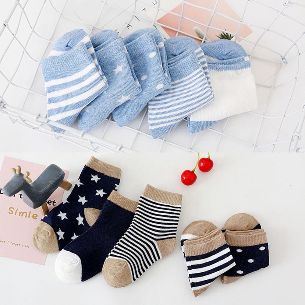 Set 5 đôi tất cotton mềm mại dài từ 0-1-3-6 tuổi 7-16cm