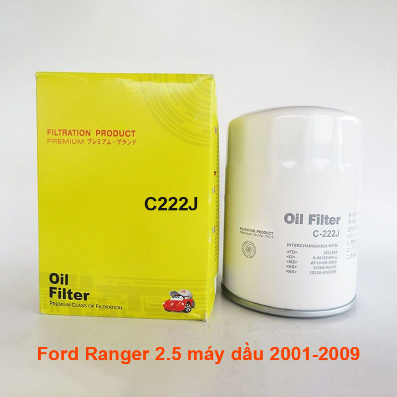 Lọc nhớt cho xe Ford Ranger 2.5 máy dầu 2001, 2002, 2003, 2004, 2005, 2006, 2007, 2008, 2009 1523494 mã C222J-2