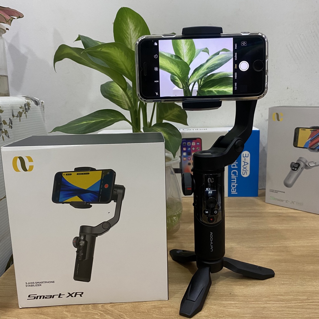 Tay cầm chống rung cho điên thoại Gimbal smart XR loại tốt, thiết bị quay phim, video, vlog, chuyên nghiệp cho điện thoại, máy ảnh, tự động cân chỉnh, chuyển cảnh mượt mà, xoay 306 độ