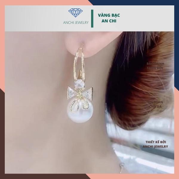 Bông tai bạc,hoa tai hạt trai trẻ trung,Vàng bạc an chi