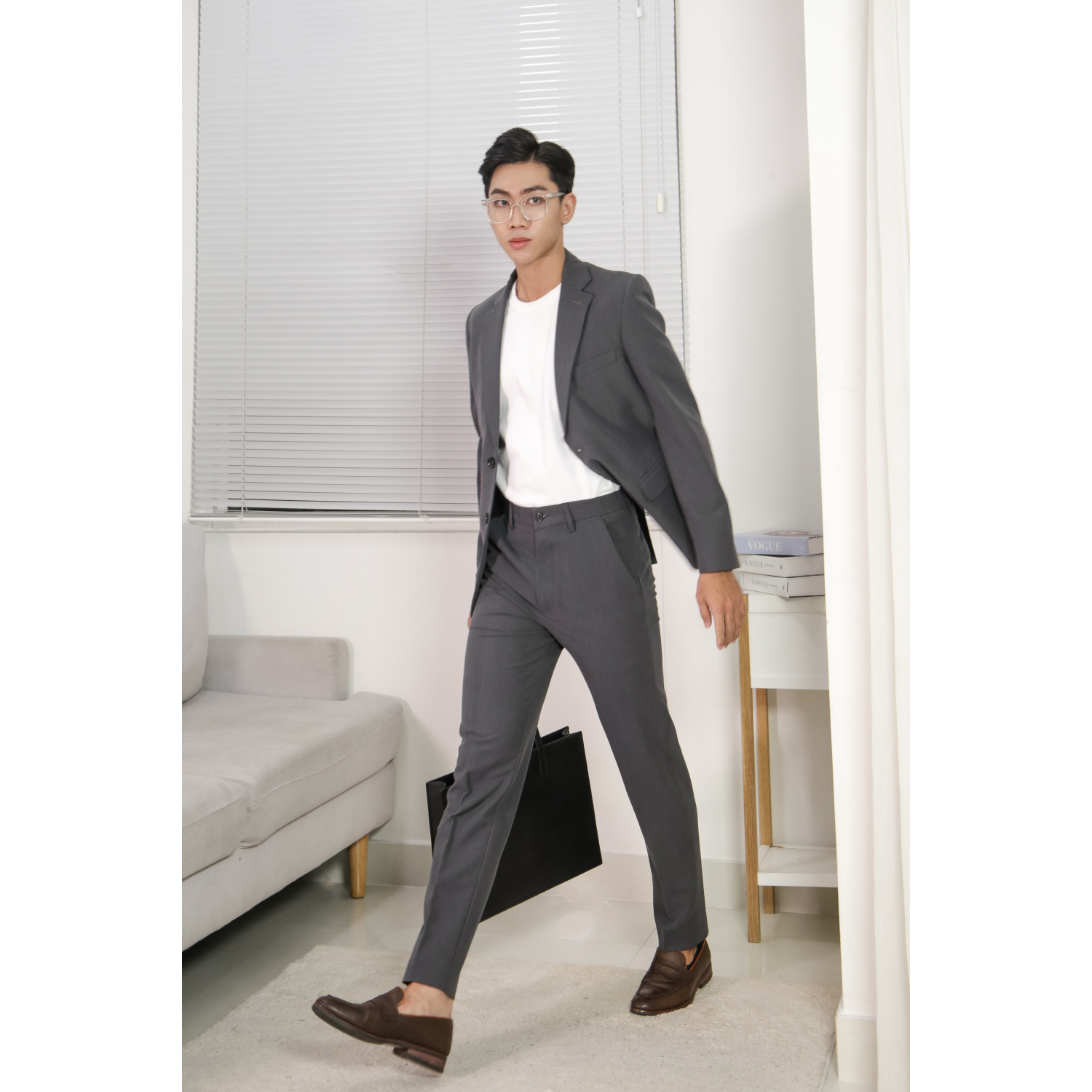 Áo suit vest công sở may đo, thiết kế hai hàng khuy đơn viền tròn, BASIC-JACKET-3 kiểu dáng Slim Fit, phong cách thanh lịch - HY.WO