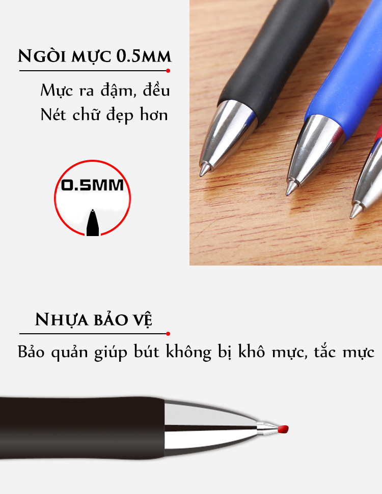 Bút Bi Gel Ngòi 0.5mm Cao Cấp Đen Xanh Đỏ Legaxi