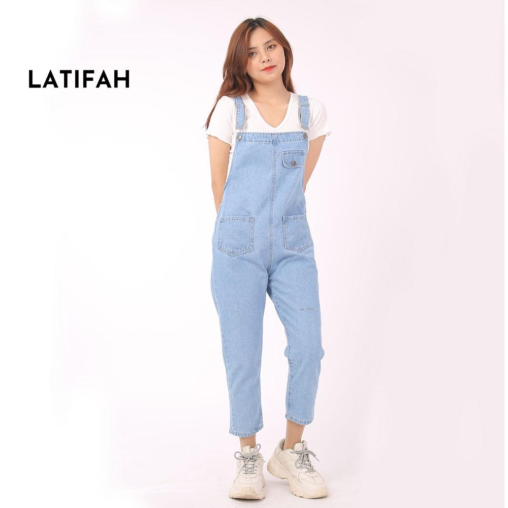 Quần yếm jean dài nữ LATIFAH rách có nắp YJ006 phong cách ulzzang hàn quốc