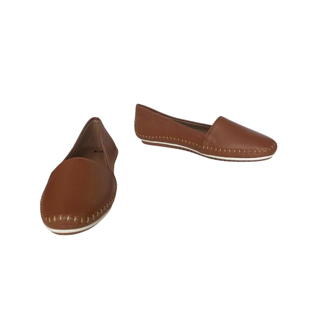 Giày mọi da bò may chỉ cổ vuông thời trang 21662