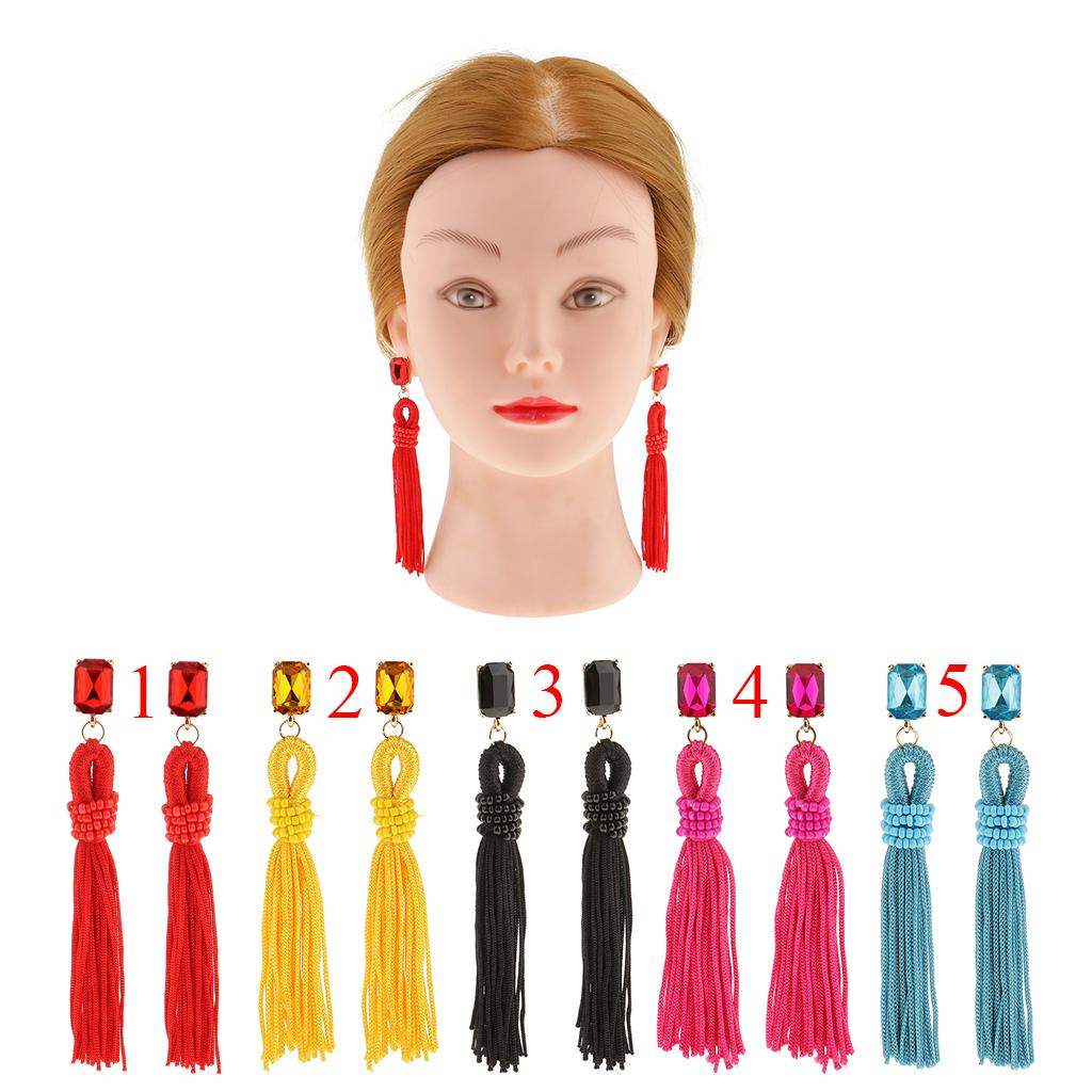 Long Tassel Earrings Red