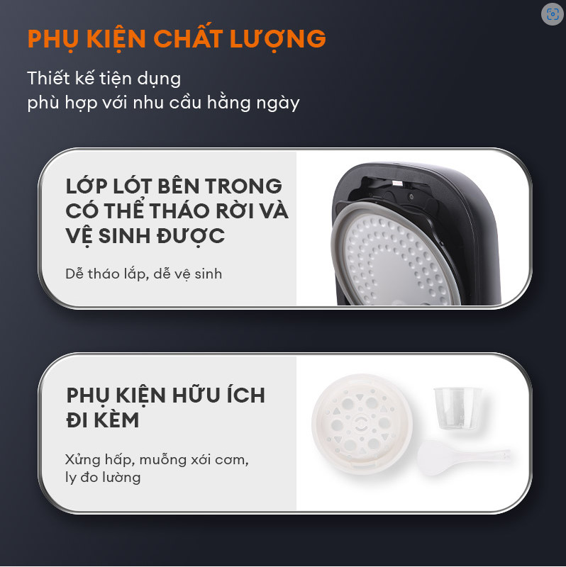 Nồi cơm điện tử thông minh dung tích 5L Gaabor GR-S50D nồi 1.8L 800W nhiều chế độ nấu, hẹn giờ, chống dính cao cấp - Hàng Chính Hãng - Chỉ Giao Hà Nội