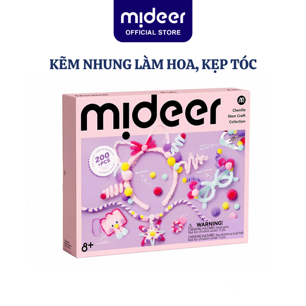 Kẽm nhung làm hoa, kẹp tóc handmade Mideer Chenille Stem Craft Collection