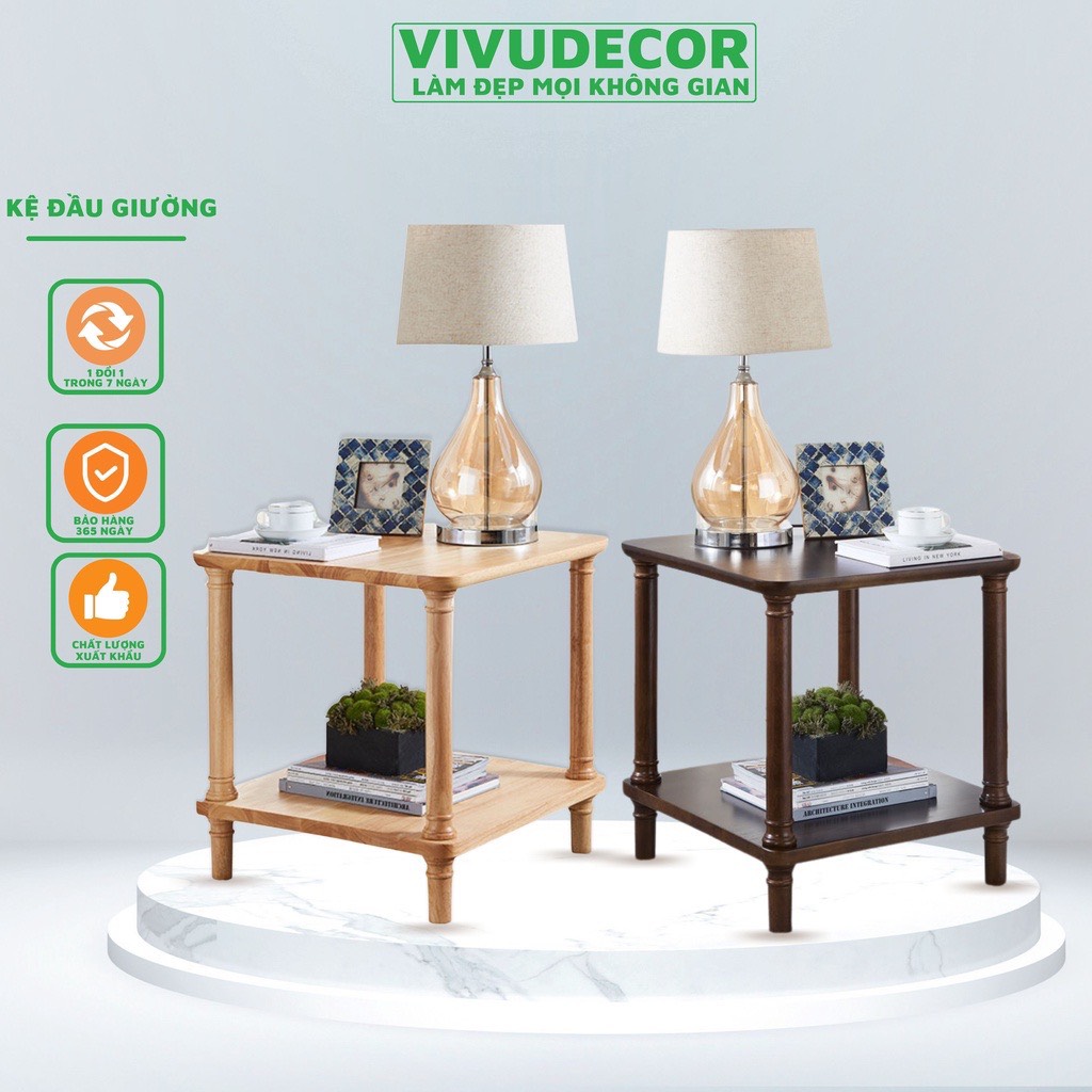 Kệ đầu giường VIVUDECOR KD01 100% gỗ tự nhiên