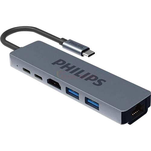 Cổng chuyển đổi Philips 6-in-1 Multifunction Adapter USB-C Hub SWV6116G/59 - Hàng chính hãng
