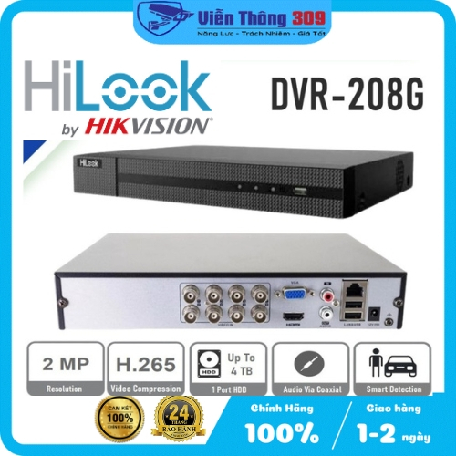Đầu ghi hình TVI-IP 8 kênh HILOOK DVR-208G-F1 - Hàng chính hãng