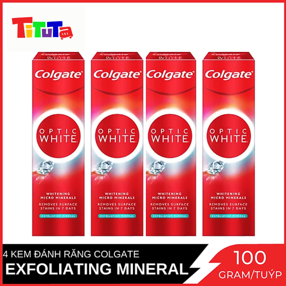 COMBO 4 tuýp kem đánh răng Colgate Optic White Làm trắng và sáng răng 100gX4