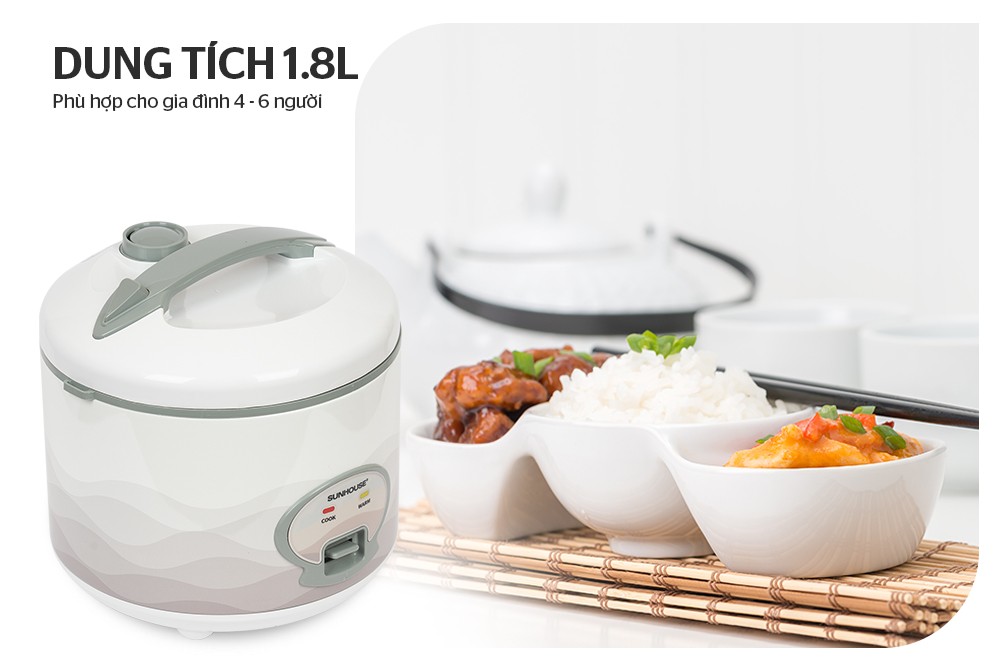 Nồi cơm nắp gài Sunhouse 1.8 lít SHD8602 - Hàng chính hãng