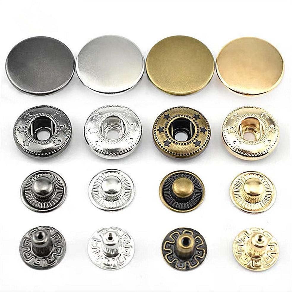 Nút bấm 4 thành phần  Nút quần jean 4 thành phần Loại 10mm Bằng thau Màu bạc, vàng, đồng, đen Phụ liệu may mặc