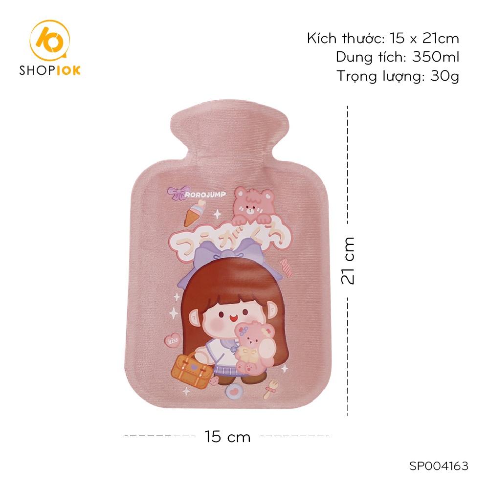 Túi chườm nóng lạnh nhung mềm giảm đau bụng kinh, túi chườm giữ ấm hạ sốt 350ml SP004163