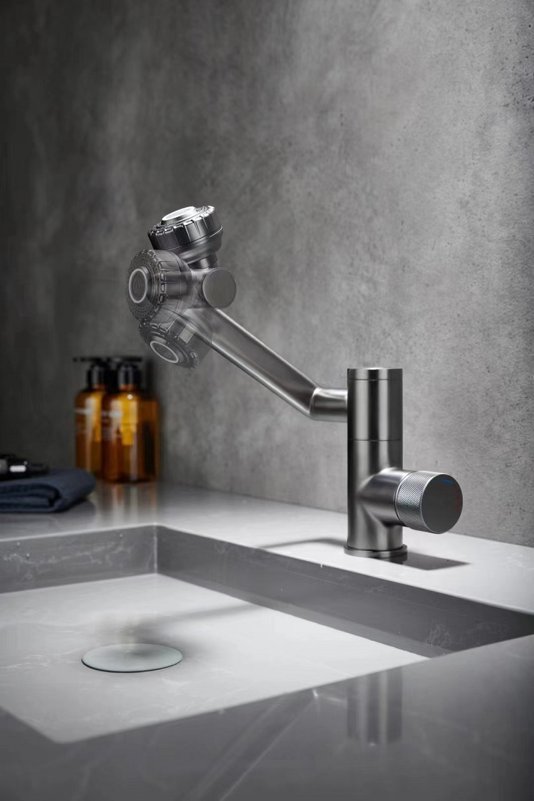 Vòi lavabo nóng lạnh đồng mạ PVD cao cấp xoay 720độ