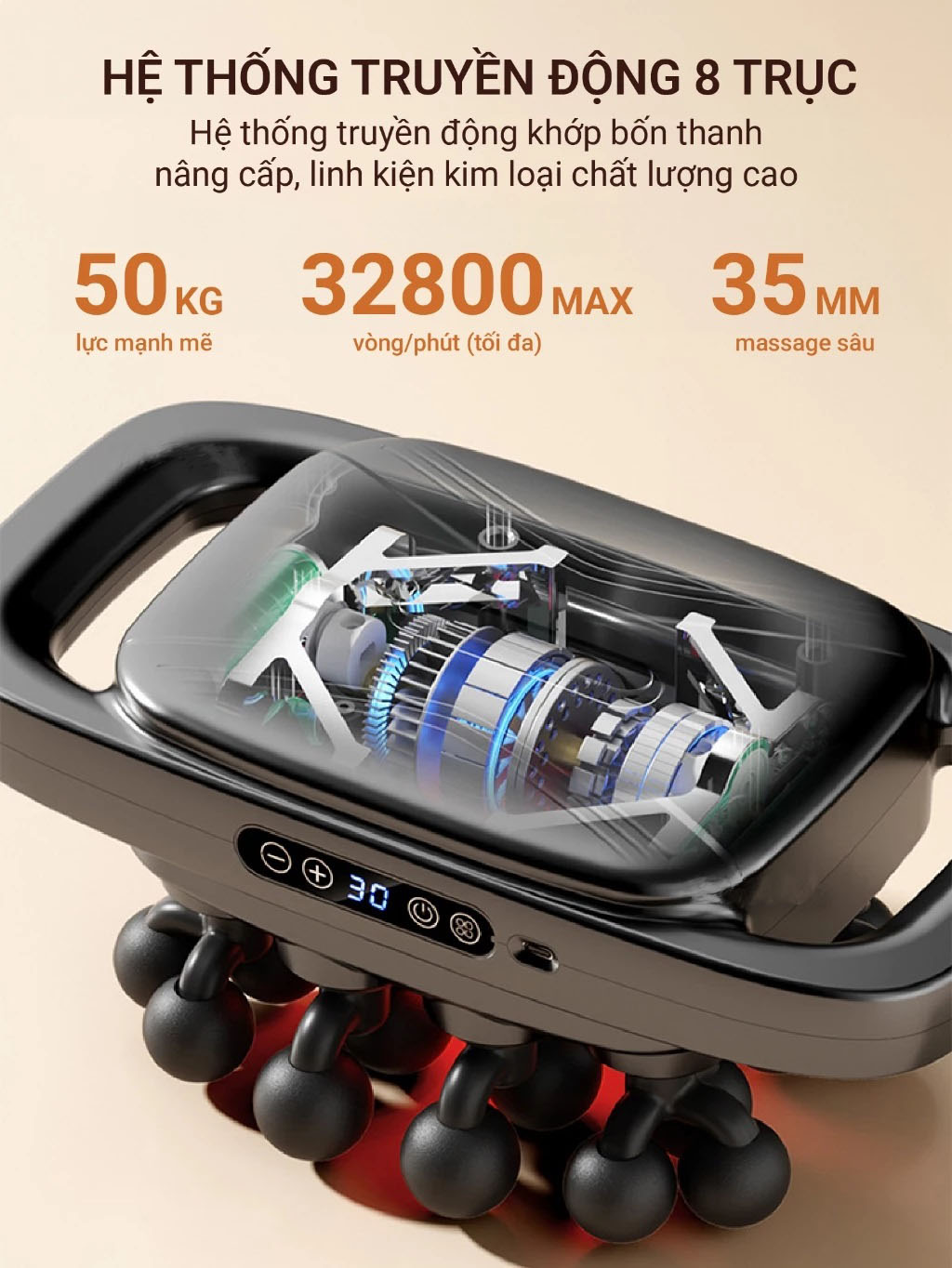 [Tặng củ sạc + cáp sạc] Máy Massage Toàn Thân Cầm Tay , Máy Mát Xa Đấm Lưng, Chân, Tay, Vai, Cổ 20 Đầu GDV S3C-20C - Hàng Chính Hãng