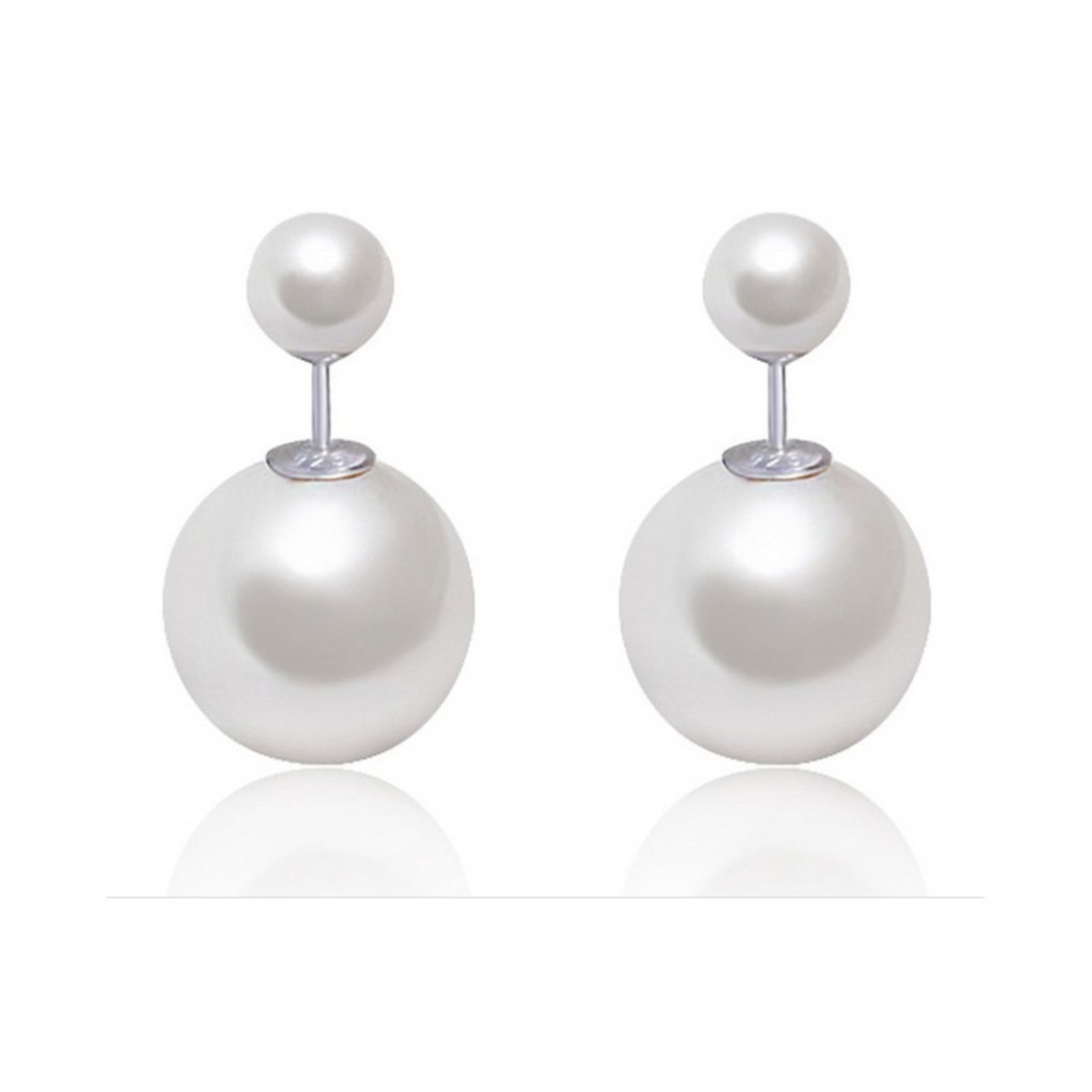 Bông Khuyên Tai Ngọc Trai Nhân Tạo - Kiểu Tròn Đôi - Trang Sức Cô Tấm - STERLING PEARL (6-10ly) - CTJ1210