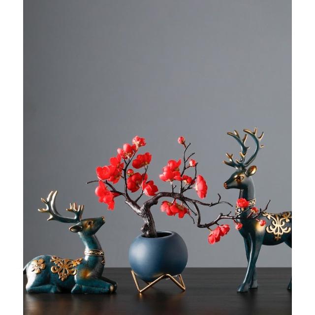 Cành hoa đào giả nhựa màu đỏ trang trí Tết đẹp HINDI 60cm mã AZHOA0032