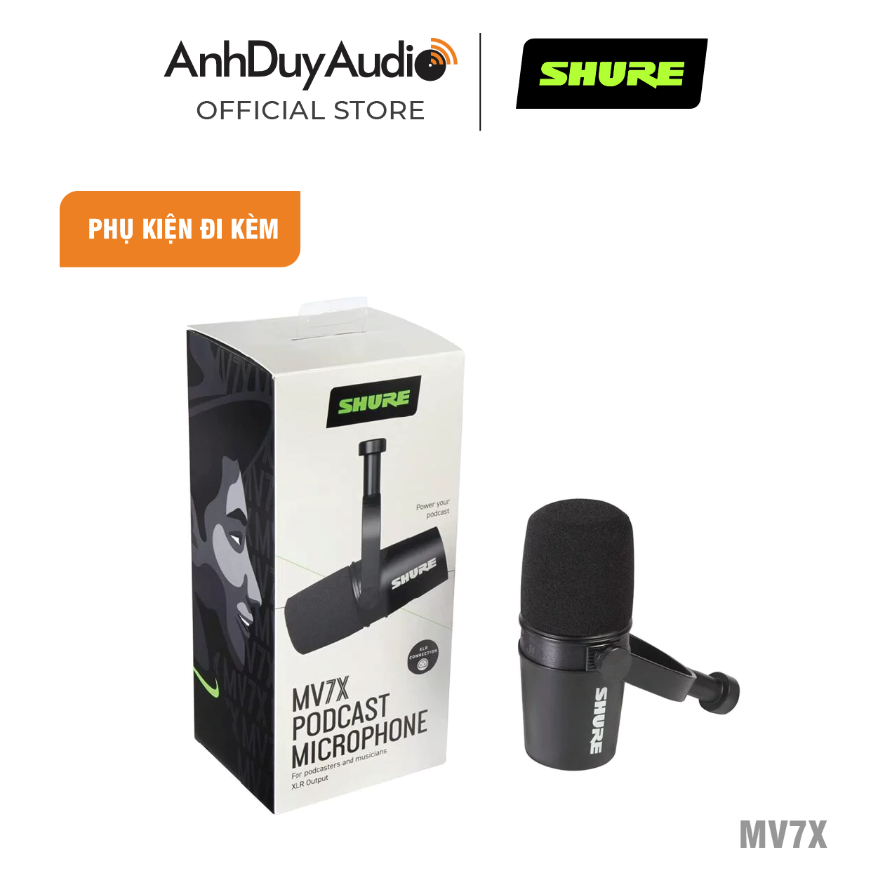 Micro Podcast Shure MV7X Cổng XLR - Hàng Chính Hãng